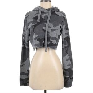 Hollister Cropped Camouflage Hoodie Gray Size Small